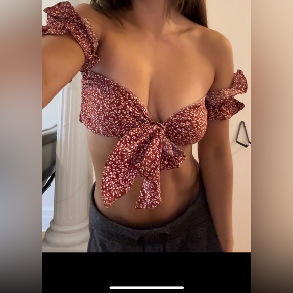 Red & White Strapless Top - Picture 4 of 8